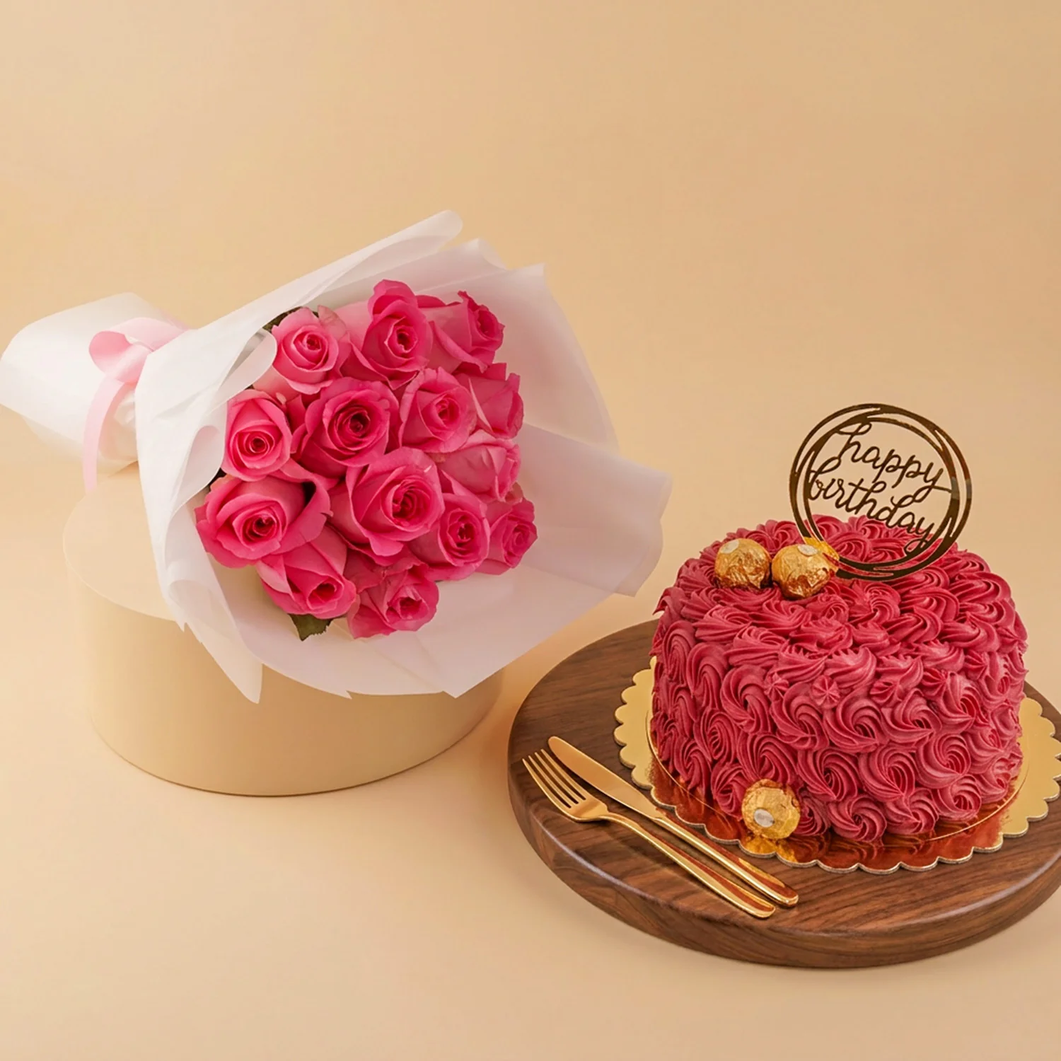 طقم هدايا كيك وورد وبالونات عيد الميلاد - Image 3