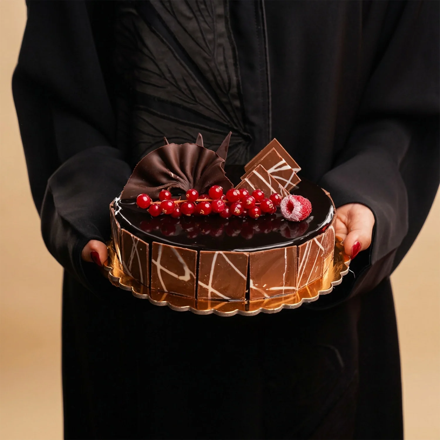 كيك فدج الشوكولاته مزين بالكرز - Image 6