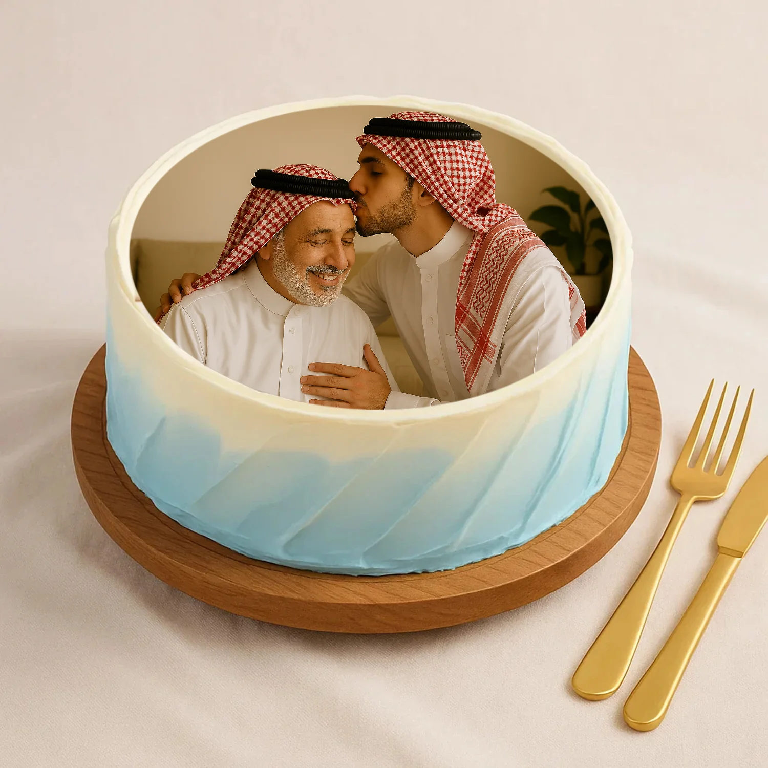 كومبو عيد الاب كيك مخصص بالصورة وكوب ورد - Image 3