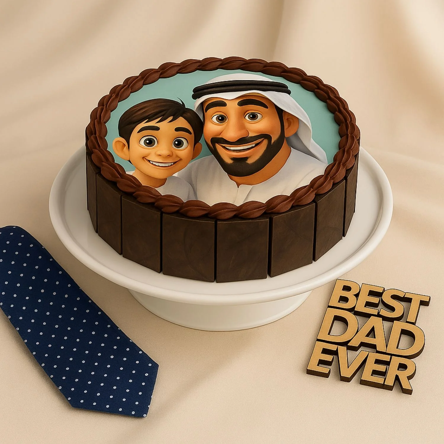 تخصيص كيكه للأب بصورة كرتون