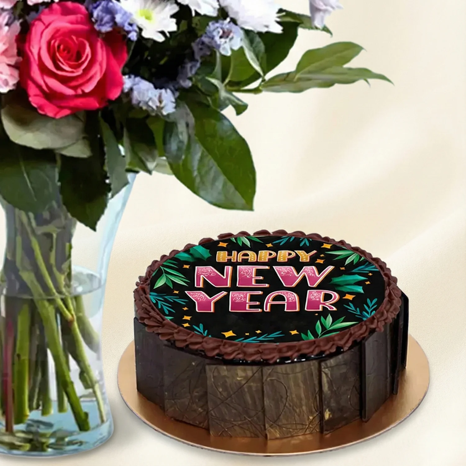 كومبو ورد و كيك شوكولاته العام الجديد 2026 - Image 2
