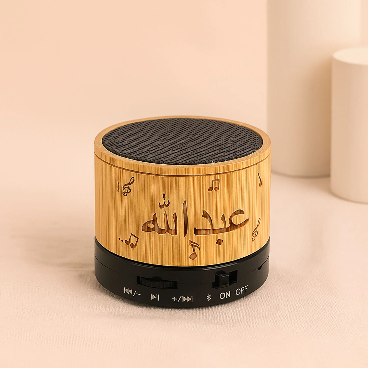 سماعة سبيكر من الخيزران منقوشة حسب الطلب - Image 2
