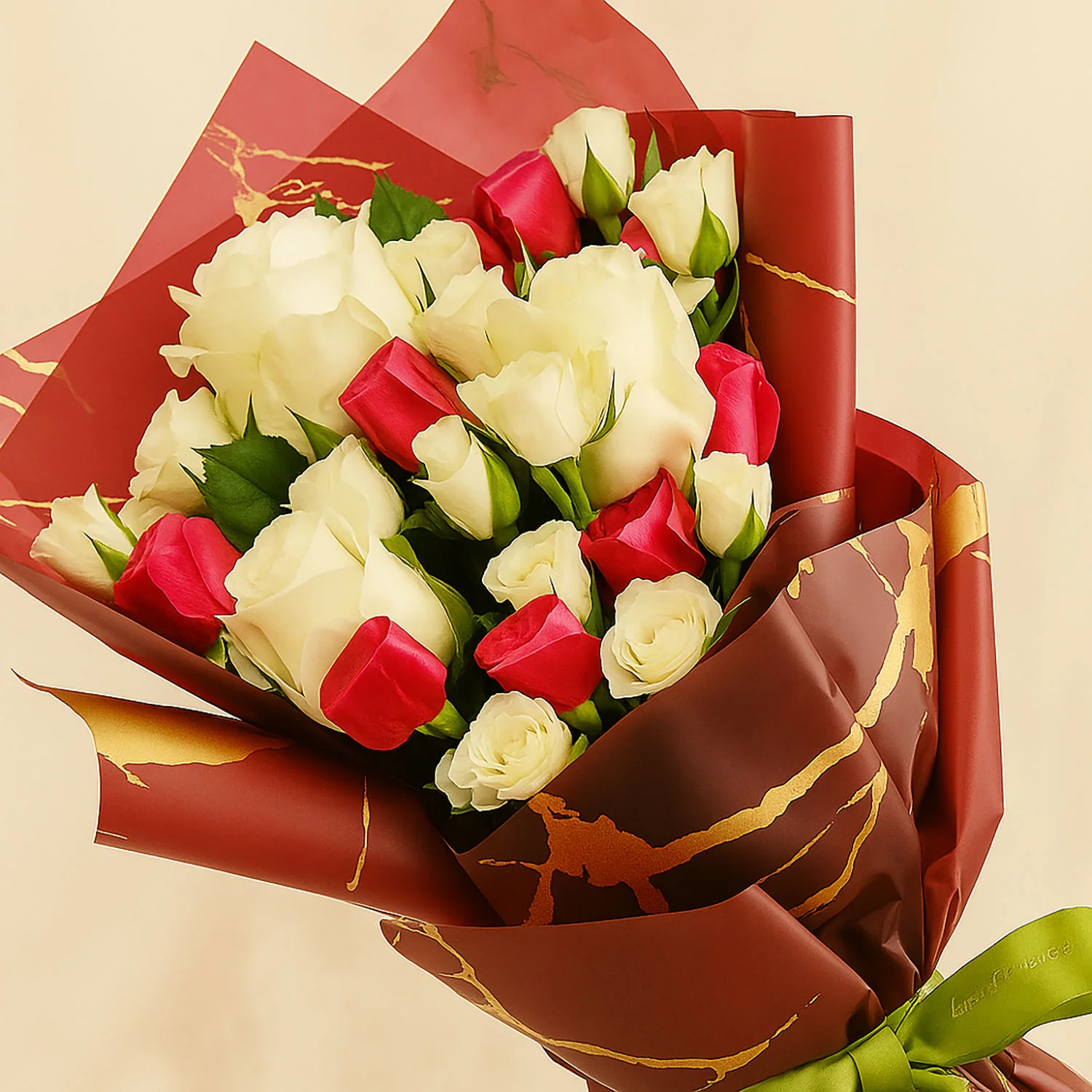 بوكيه سبري روز أبيض مع شوكولاتة - Image 3