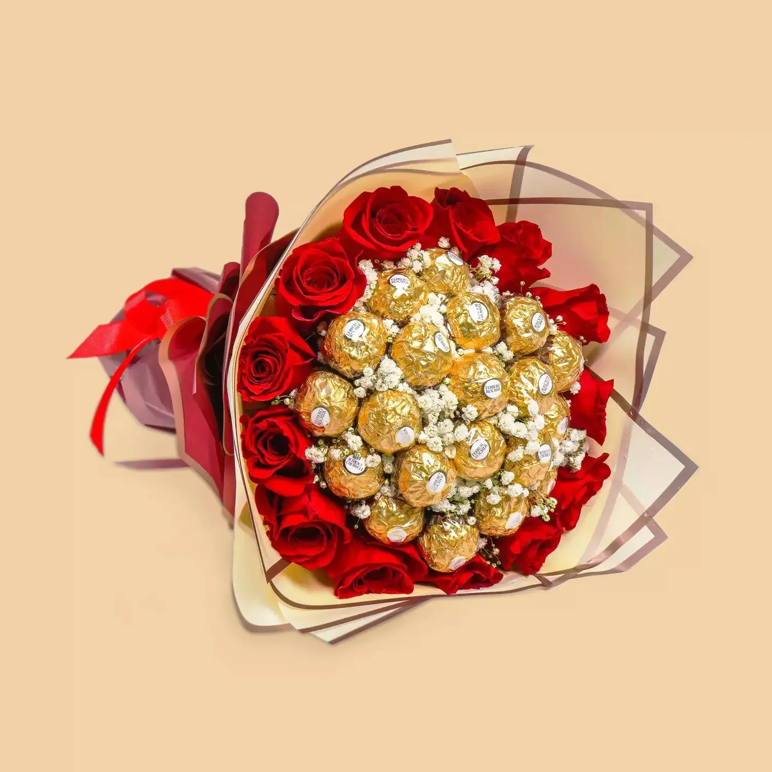 شغف ذهبي | باقة ورد و فيريرو روشيه - Image 4
